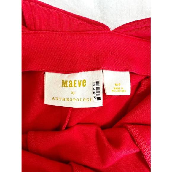 Maeve Anthropologie Halter Flounced Midi Dress Red Womens Size M Petite New - Picture 12 of 14